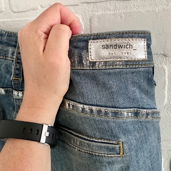 Anthropologie x Sandwich Denim jeans Y2K Comfort fit Silver stripes Mid wash 2 - Picture 13 of 13